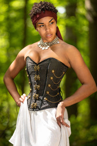 Corset Story ND-301 Black Steampunk Corset With Chains