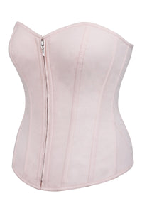 Corset Story SC-007 Dahlia Prairie Pink Cotton Overbust Corset With Zip Front