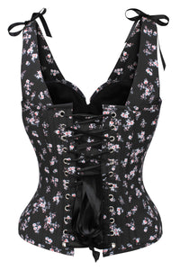 Corset Story TYS516 Dark Ditsy Floral Corset Top with Bow Detail