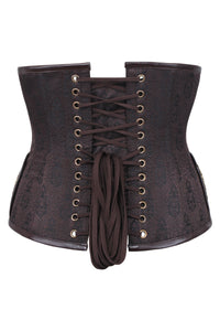 Corset Story WTS221 Tan Leatherette Steampunk Underbust With Vintage Style Buckles