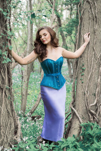 Corsetto Intero in Raso Blu con Dettagli in Pizzo