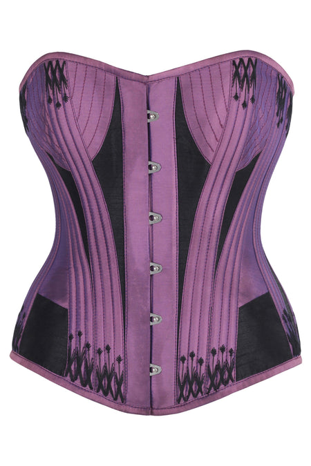 Purple & Black Overbust Corset with Decorative Flossing