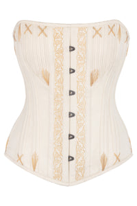 Beige Overbust Corset with Decorative Flossing