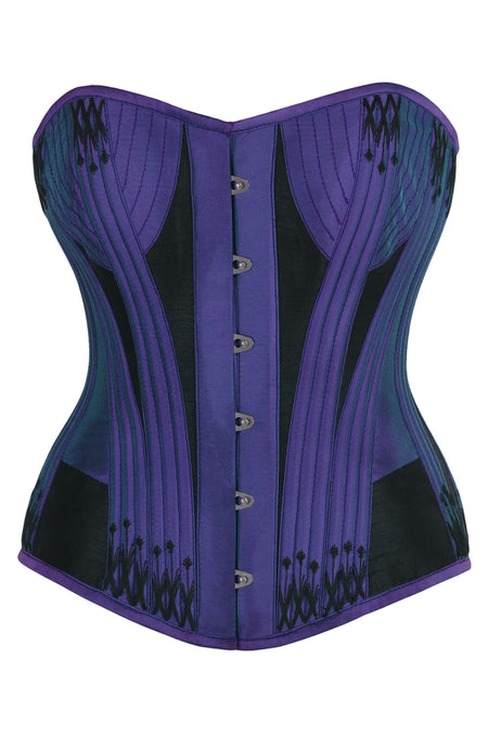 Deep Purple & Black Overbust Corset with Black Flossing Detail