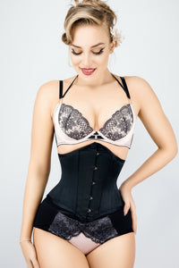 Corsetto waspie in raso nero ultra modellante