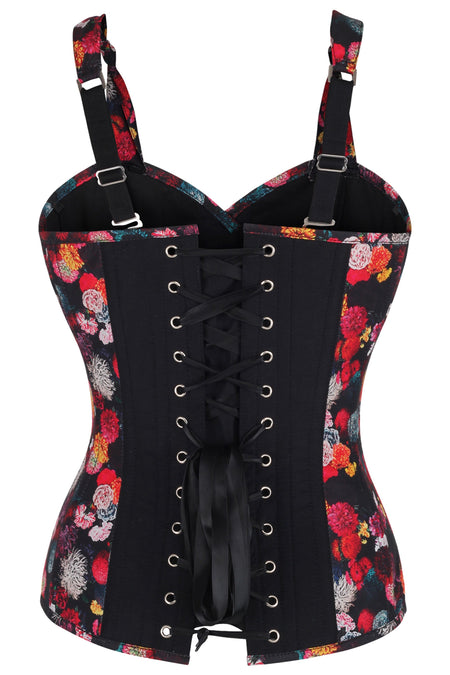 Vintage Styled Floral Print Corset Overbust