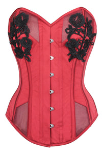 Red Satin and Mesh Corset