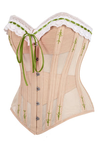 Handmade Steel Boned Corset with Delicate Hand-Finished Flossing