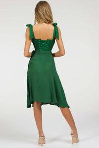 Daphne Top corsetto in cotone verde Heritage con bretelline