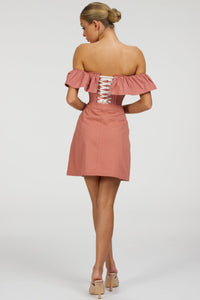 Corset Story SC-096 Poppy Dusk Rose Cotton Twill Skirt With Self Covered Buttons