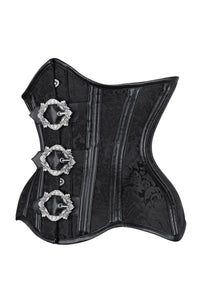 Black Brocade Underbust with Belt Buckle Fastenings