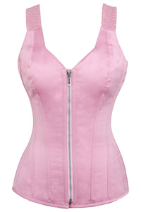 Corset Story BC-057 Pink Overbust Corset with Shoulder Straps and Zip