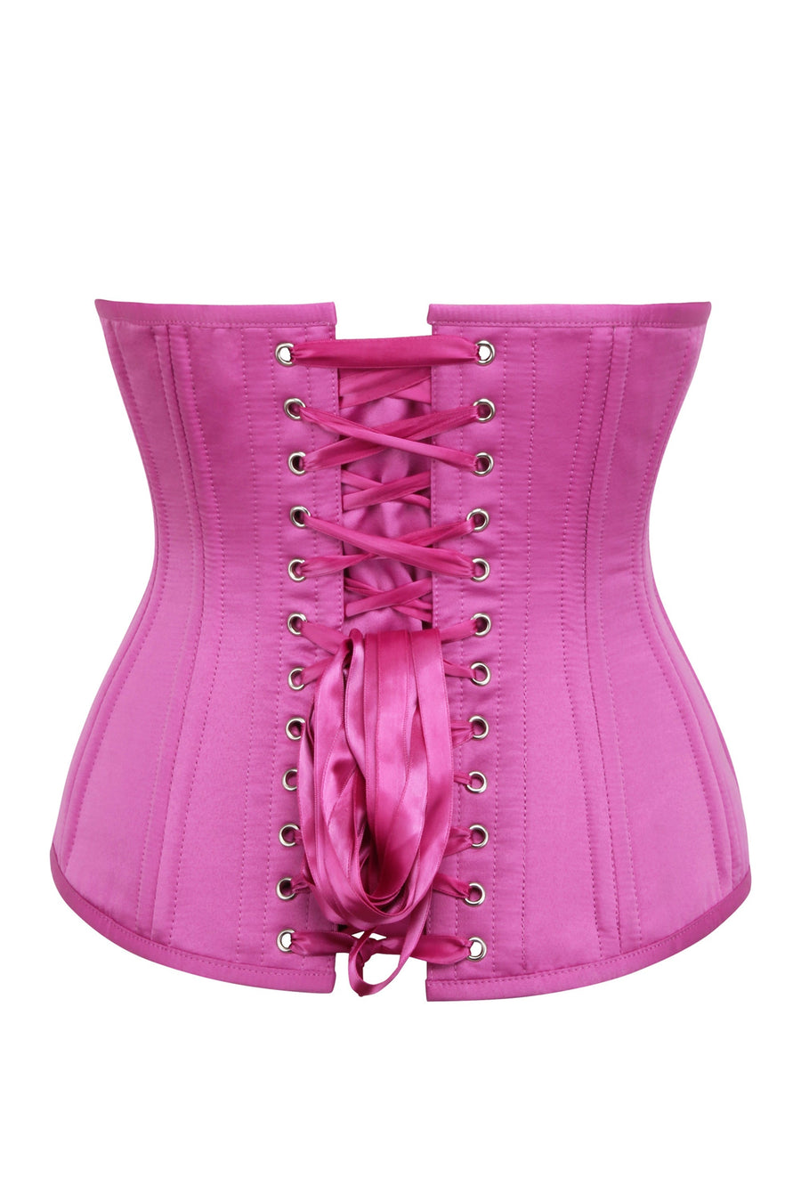 Bossy Pink Longline Mesh Underbust Corset with Fan Ribbon Lacing