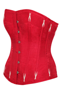 Lipstick Red Overbust Corset with White Flossing