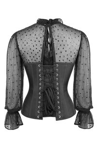 Corset Story FTS018 Black Sequin Overbust Sleeved Corset Top