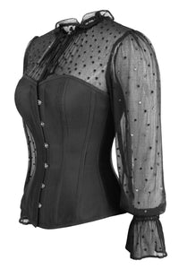 Corset Story FTS018 Black Sequin Overbust Sleeved Corset Top