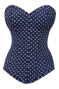 Corset Story FTS235 Navy and White Star Longline Overbust Corset