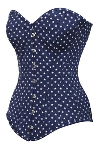 Corset Story FTS235 Navy and White Star Longline Overbust Corset