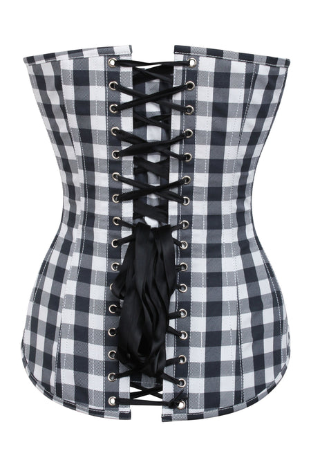Corset Story FTS248 Black and White Gingham Longline Overbust Corset