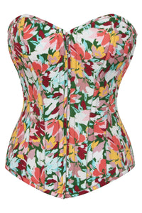 Corset Story SC-011 Dahlia Floral Explosion Viscose Overbust Corset with Zip Front