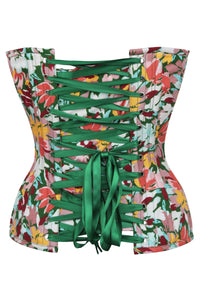 Corset Story SC-011 Dahlia Floral Explosion Viscose Overbust Corset with Zip Front