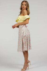 Corset Story SC-039 Alyssum Lemon Sorbet Cotton Corset Top with Double Frill Sleeves