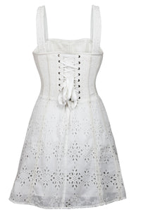 Veronica Abito corsetto in cotone in broderie anglaise color bianco con spalline