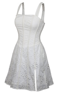 Veronica Abito corsetto in cotone in broderie anglaise color bianco con spalline