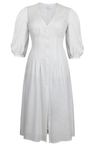 Rosemary Abito camicia in viscosa bianca con allacciatura ispirata al corsetto