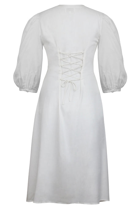 Rosemary Abito camicia in viscosa bianca con allacciatura ispirata al corsetto