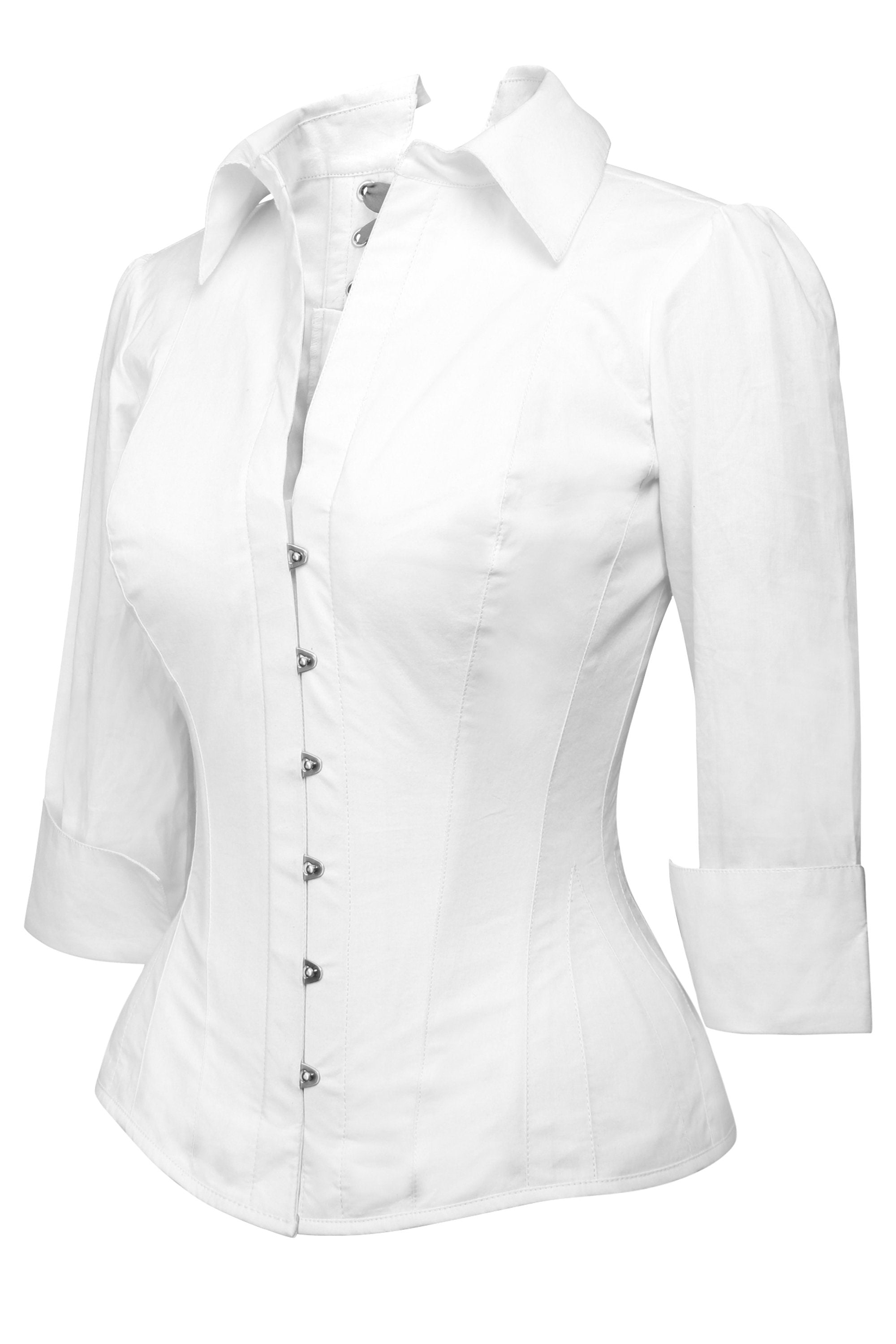 Camicia a Corsetto in Bianco con Stecche in Acciaio