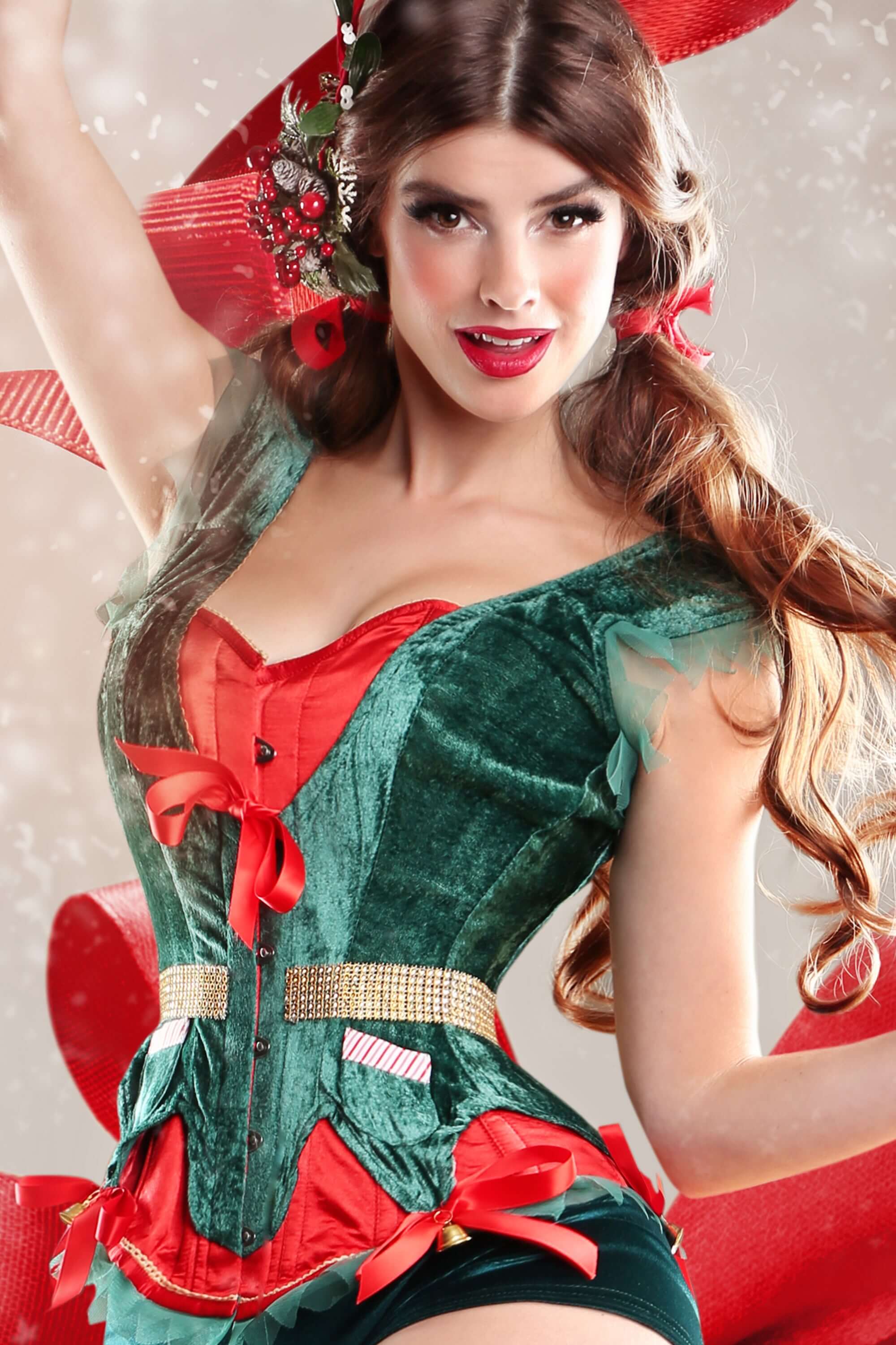 Christmas Elf Steel Boned Corset - Main Image